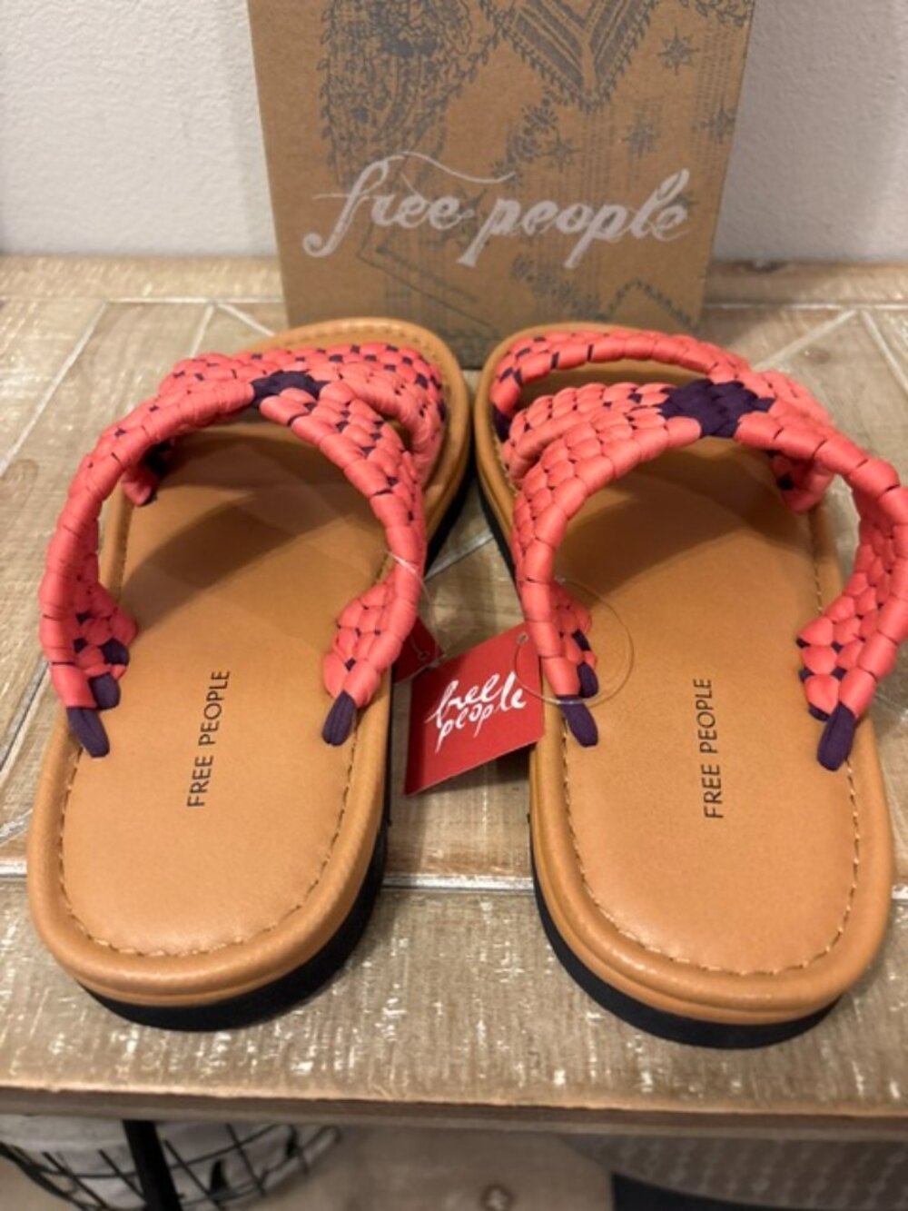 NEW Free People Wateredge Woven Sandals Burgundy Sizes 8 or 9 - Picture 5 of 5